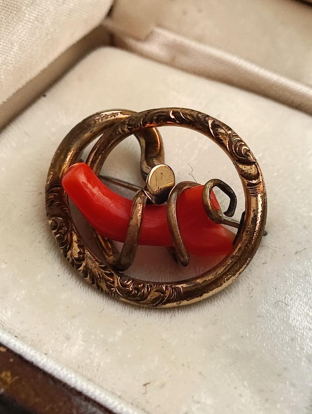Antique Victoria 12 K GF Branch Coral Brooch